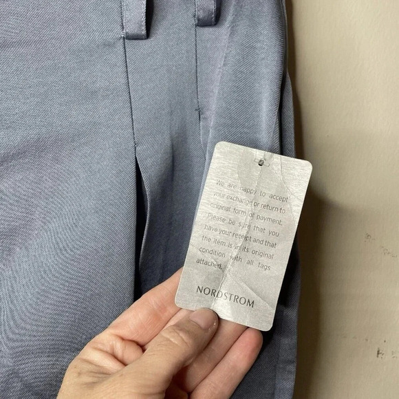 Shimmery NSR Pants Women's Size Small SILK SATIN Wide Leg HIGH-RISE PLEATED Blue - Picture 4 of 11